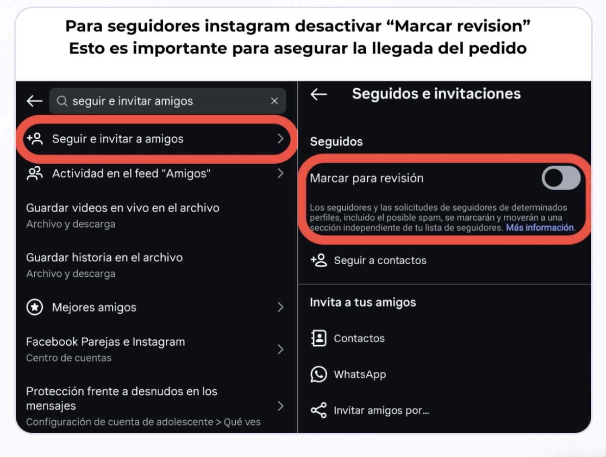Pasos para desactivar Marcar para revisión en Instagram
